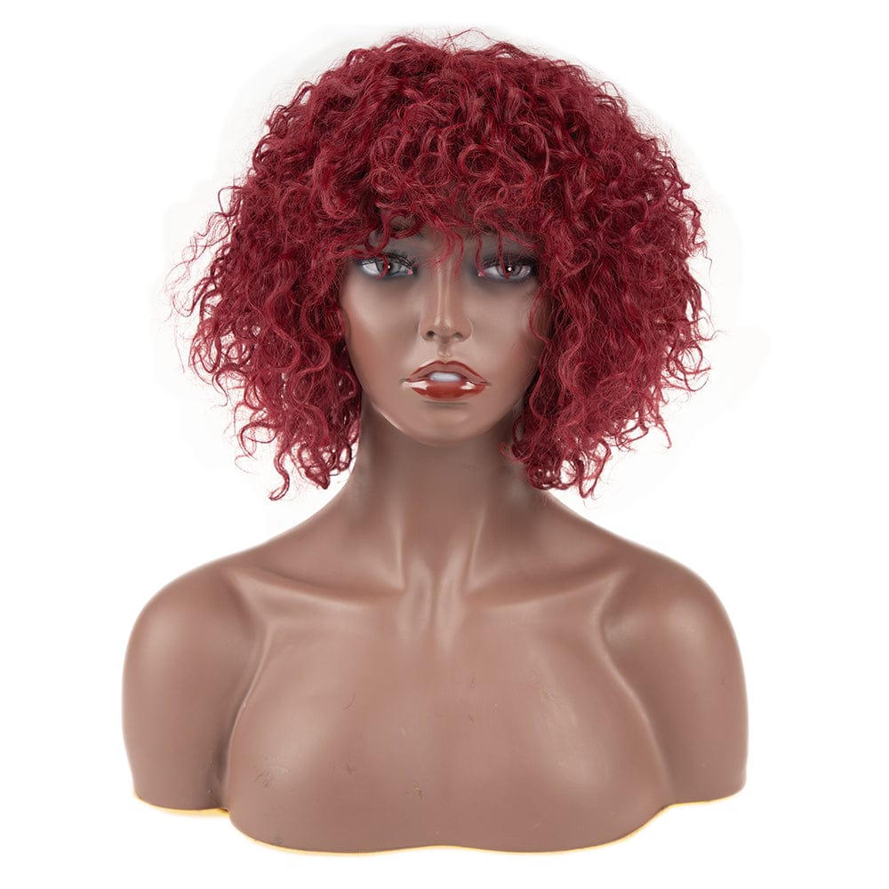 sleek top quality wholesale hot selling cheap High Temperature  Heat Resistant afro kinky curl Synthetic Hair Wigs for women