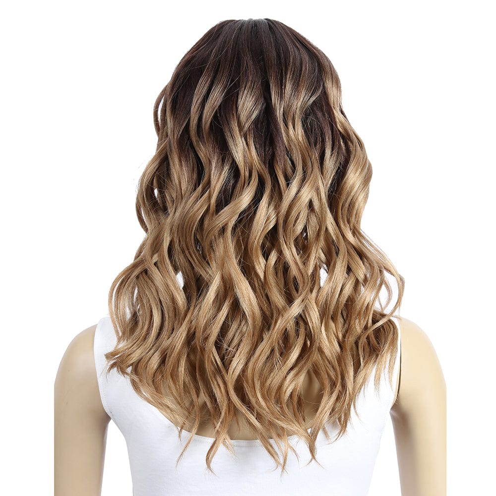 Sleek wholesale hot selling heat resistant Long body wave Blonde Ombre Swiss HD Lace part Front Wig Synthetic hair Wig for women