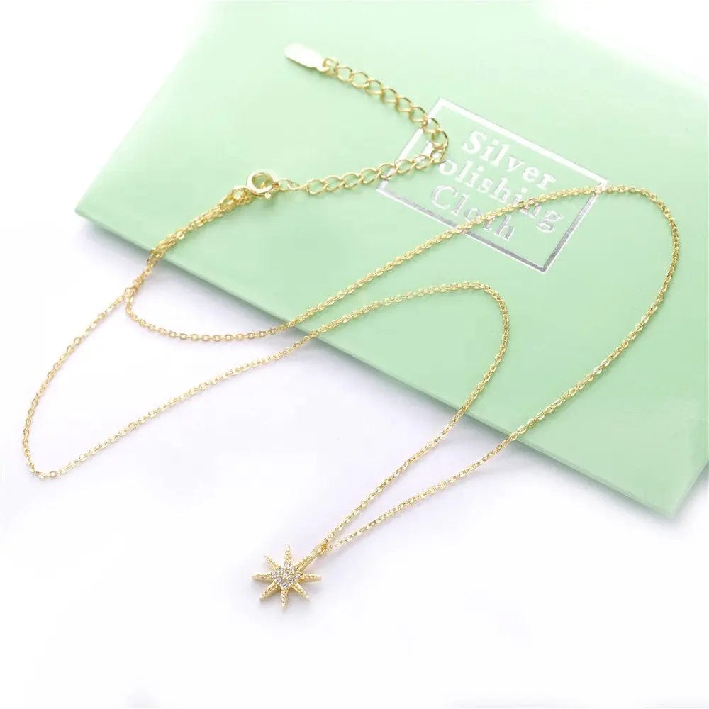 Slovehoony Fashion Jewellery Necklace For Women 2019 CZ 925 Sterling Silver Long Chain North Star Necklace Jewelry