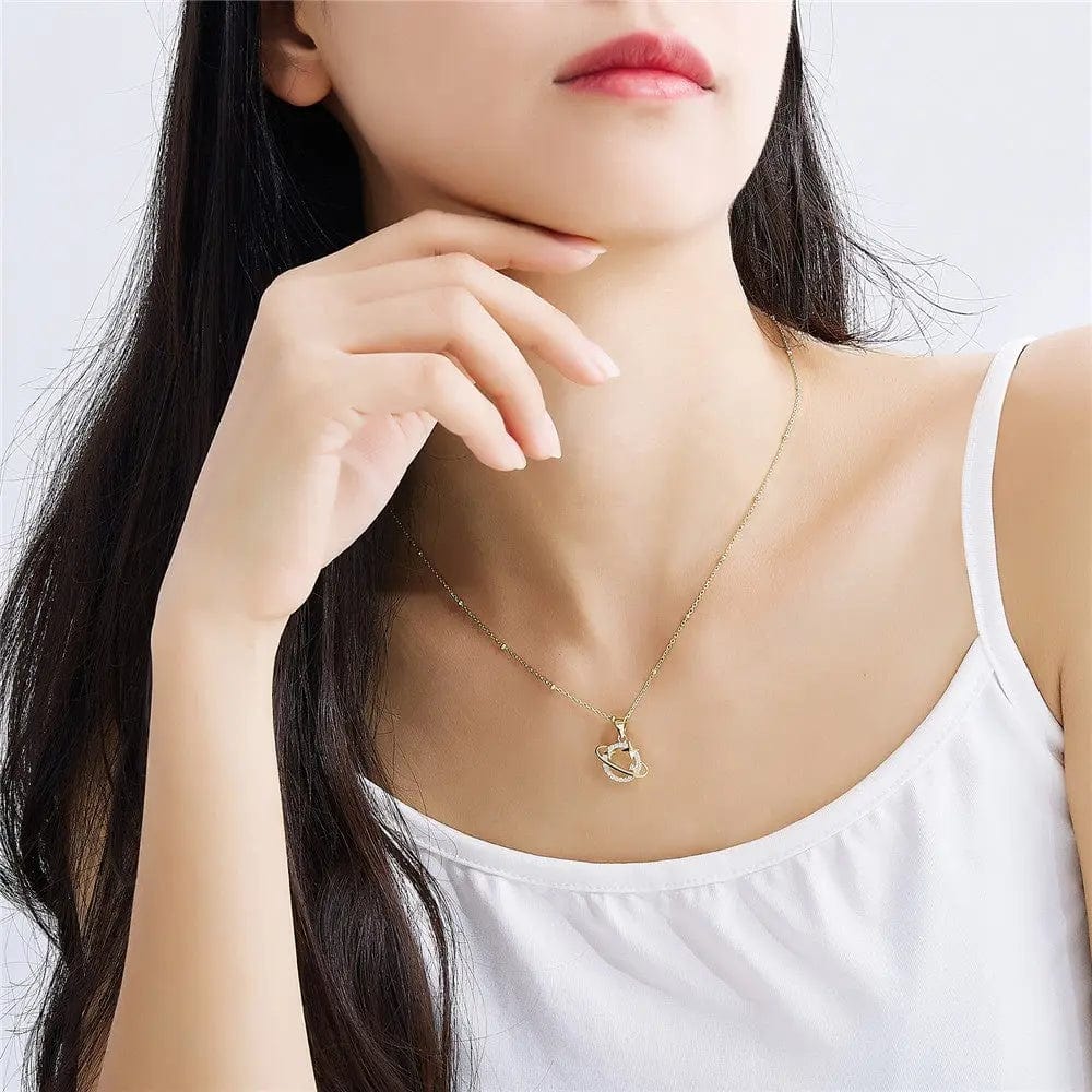 Slovehoony Fashion Saturn Shining Star Necklaces 925 Sterling Silver Nebula Pendant Necklace Gifts For Women Jewelry Wholesale