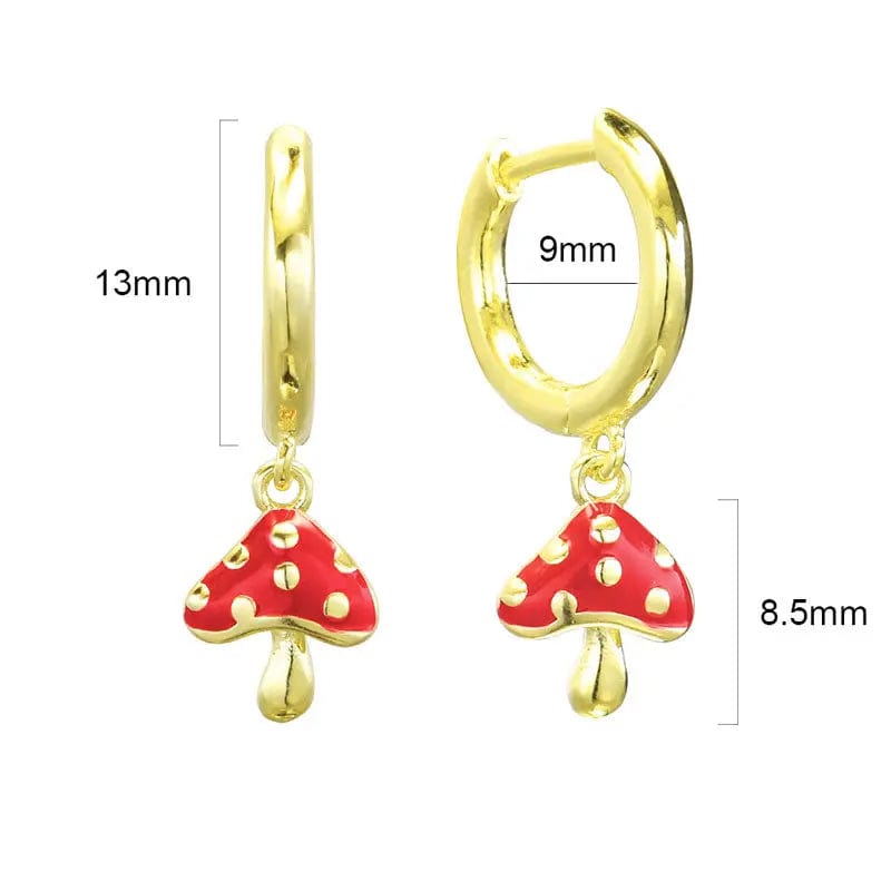 Slovehoony S925 Sterling Silver Mushroom Earrings Stainless Huggie Kids Enamel Earrings 18k Gold Hoop For Girls Wholesale