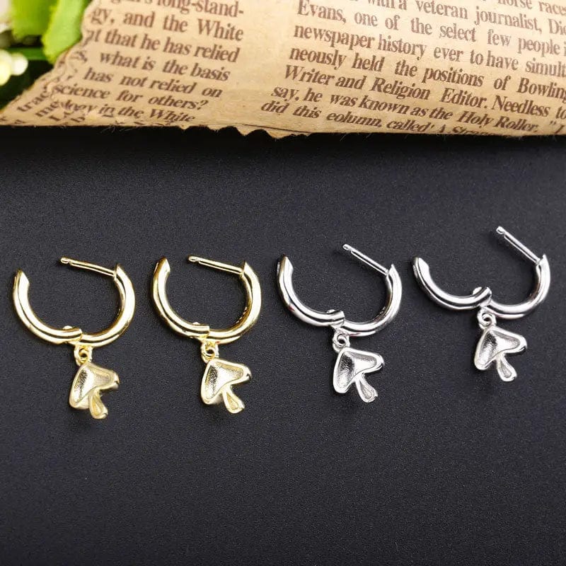 Slovehoony S925 Sterling Silver Mushroom Earrings Stainless Huggie Kids Enamel Earrings 18k Gold Hoop For Girls Wholesale