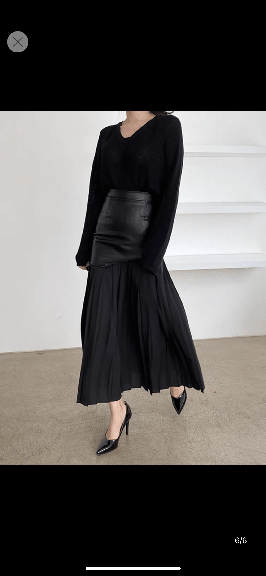 Spring 2022 New Arrivals Women Dress False Two Pieces High Waist PU Leather Spliced Chiffon Mid-Length pleated Skirt