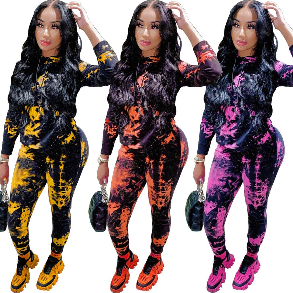 spring 2022 women s clothing woman 2 piece outfits tie dye sets lounge wear two piece set