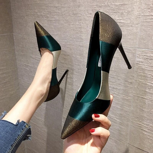 Spring Fashion French Style Office Lady Work Pointed toe Luxury Female Sexy Girls Pumps Ladies Shoes High Heels for Womens