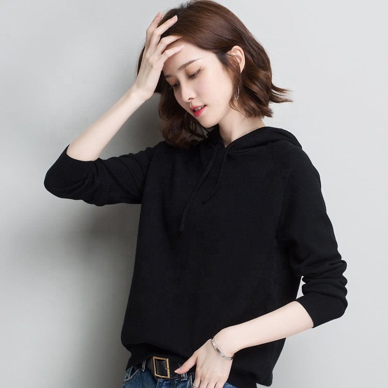 Spring New Hooded Sweater Women's Loose Casual Knitted Base Shirt Thin Coat