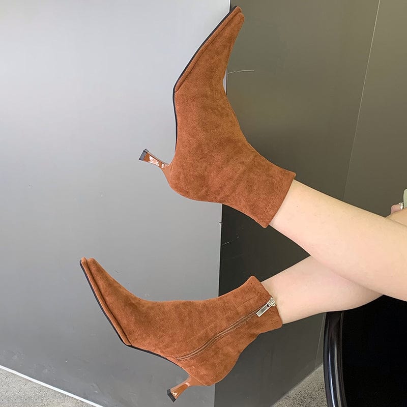 Square Toe Rome Ankle 2023 New Fashion High Heel Office Lady Career Spring Product Boots Size Zipper 35-39 Women Shoes