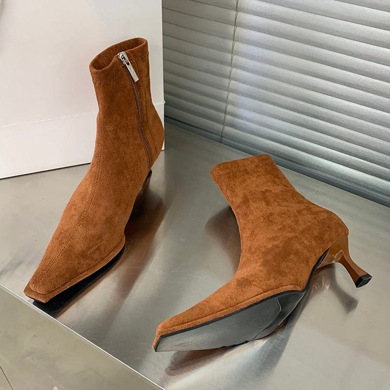 Square Toe Rome Ankle 2023 New Fashion High Heel Office Lady Career Spring Product Boots Size Zipper 35-39 Women Shoes