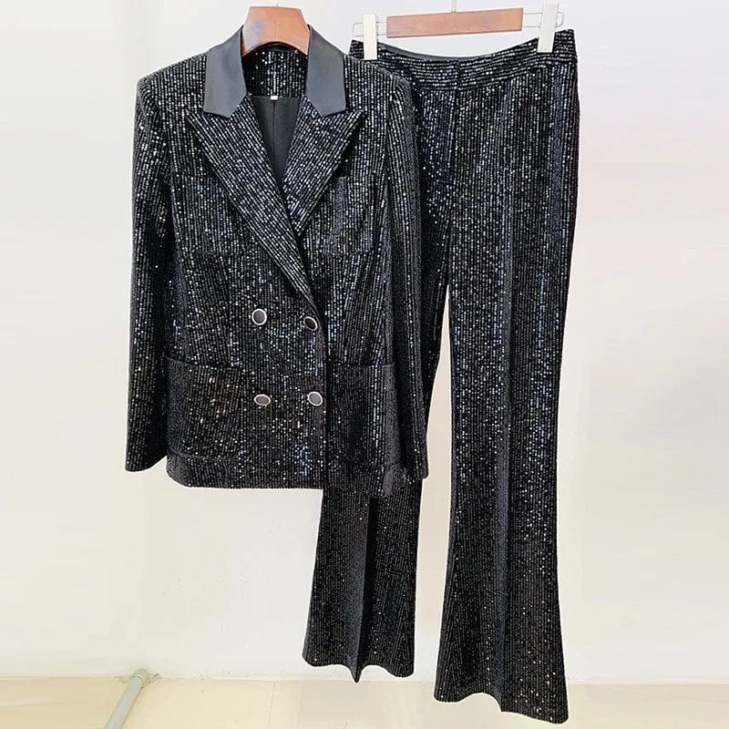 SR2232 New Design Fashion Clothes Women Two Piece Set Women Clothing Fancy Women Suit Sequin Two Piece Pant Set