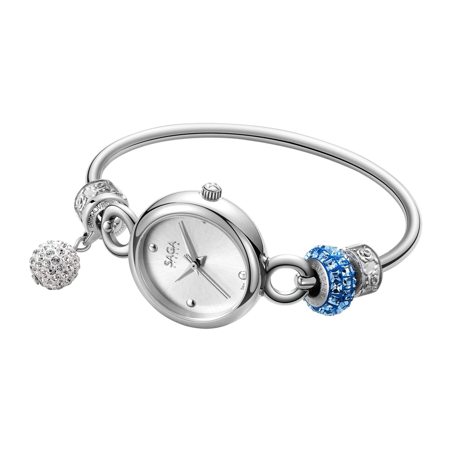 SS with blue beads SAGA 53586 Bracelet Women Watch And  Sets Ladies Pearl  Watches With  Crystal Bracelets