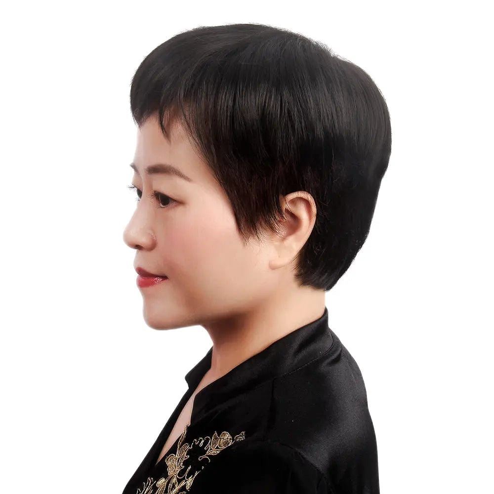 ST Fantasy Womens Natural Black synthetic hair toupee For Woman