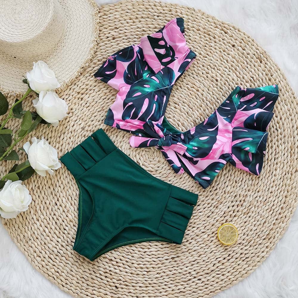 ST9205288 High quality Hot Ruffle Swimsuit Print Bikinis 2022 Brazilian High Waist Swimming Suits Bathing Suit Summer Beachwear Bikini