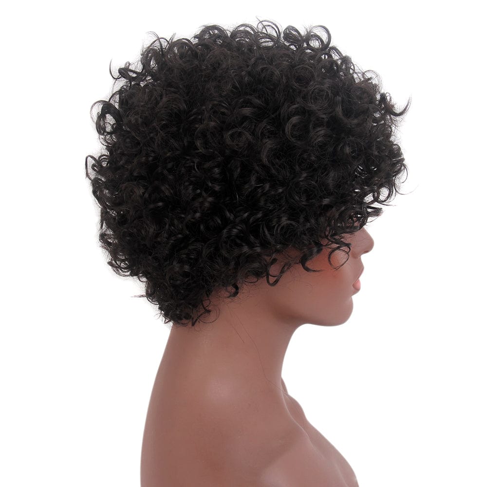 Stfantasy Women Short Pixie Curly Black Wigs Layered for African Black People