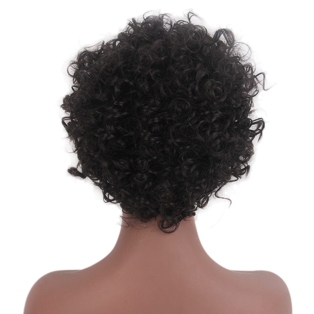 Stfantasy Women Short Pixie Curly Black Wigs Layered for African Black People