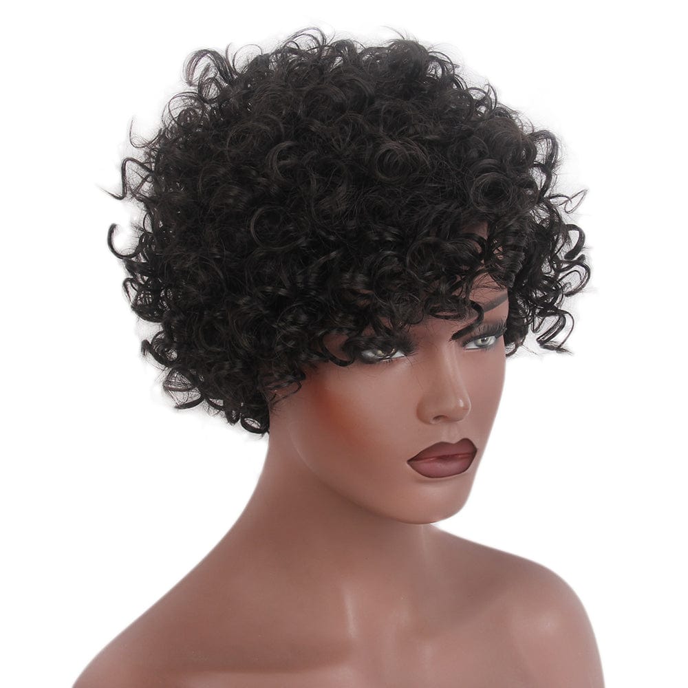 Stfantasy Women Short Pixie Curly Black Wigs Layered for African Black People