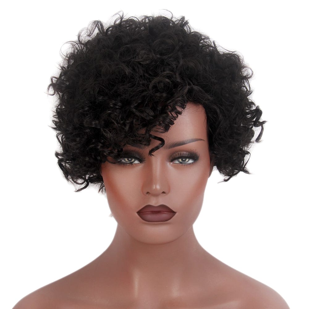 Stfantasy Women Short Pixie Curly Black Wigs Layered for African Black People