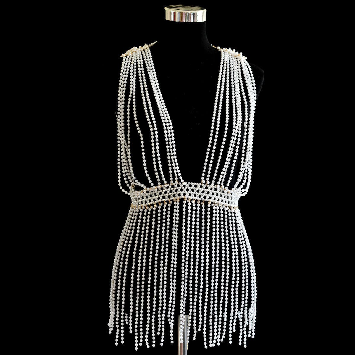 Styles 1 / One size fit all SHIHAN 2023 New Fashion Multi Layer Beads Pearls Body Chain Dress Clothing Jewelry Women Punk Luxury Sexy Pearl Body chains