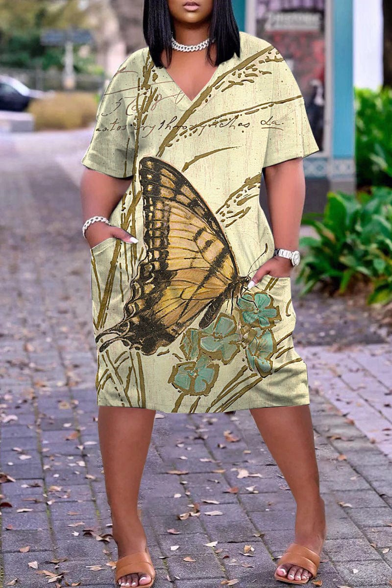 Summer African Women Custom Printing Casual Loose Beach Dress Plus Size