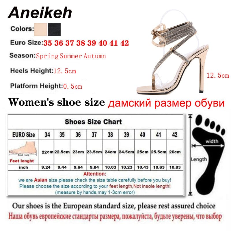 Summer Designer Crystal Gladiator Knee High High Heel Sandals Sexy Lace Up Cross Strappy Clip Strap Stiletto 35-42 Women Shoes