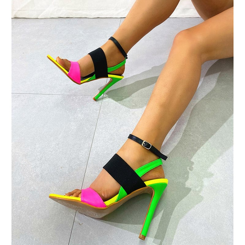 Summer New Ankle Strap Colour Sandal 2023 Stiletto High Heel Shoes Roman Wedding Stripper Modern GLADIATOR 35-42 Women Sandals