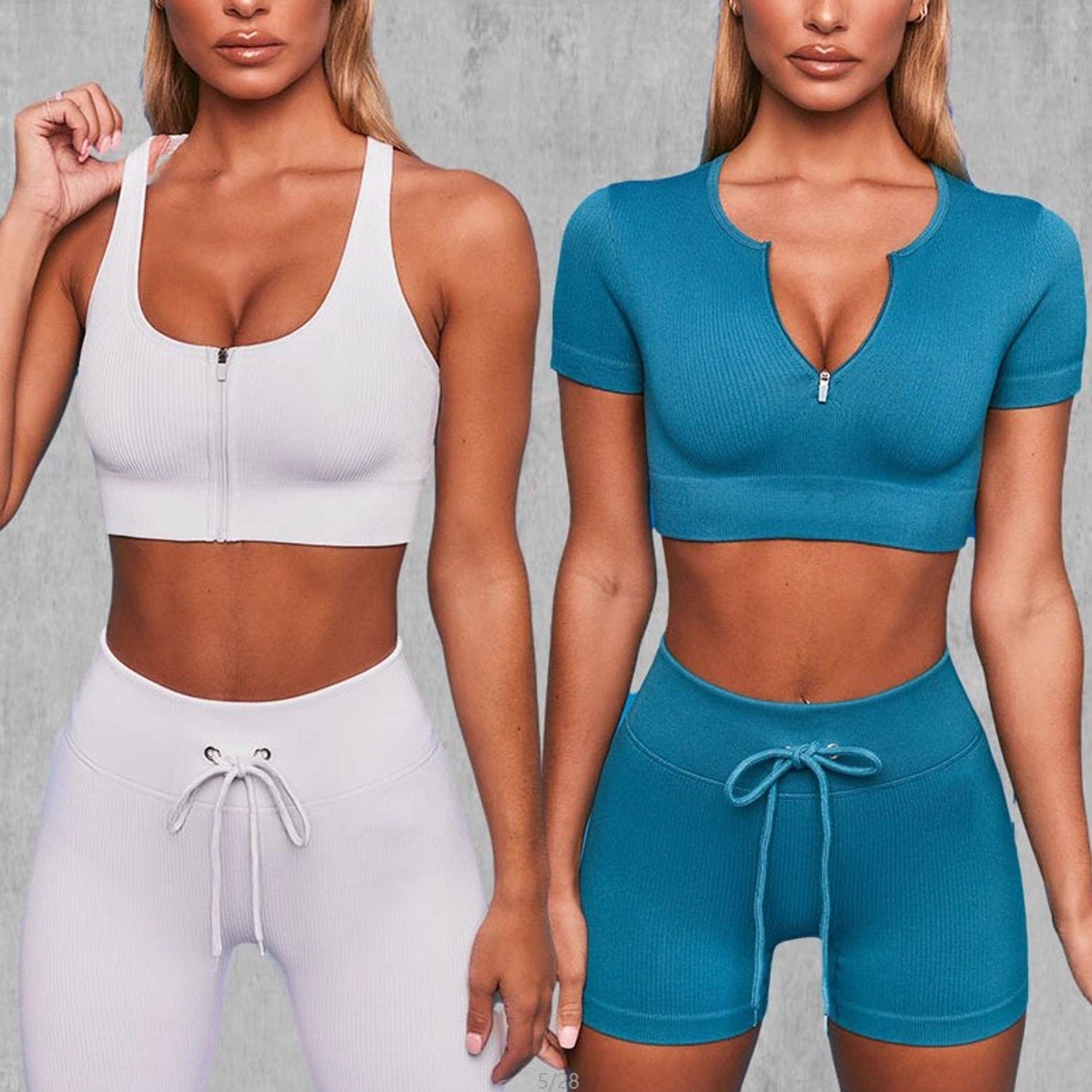 summer New arrival biker Zipper Yoga short sleeve suit women's drawstring fitness suit high end seamless Yoga suit