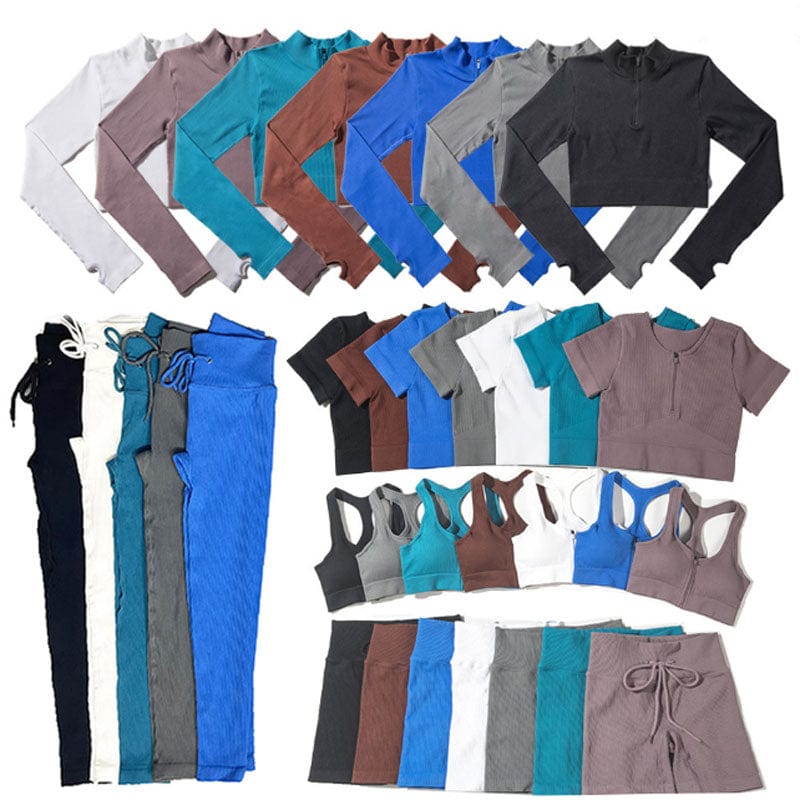 summer New arrival biker Zipper Yoga short sleeve suit women's drawstring fitness suit high end seamless Yoga suit