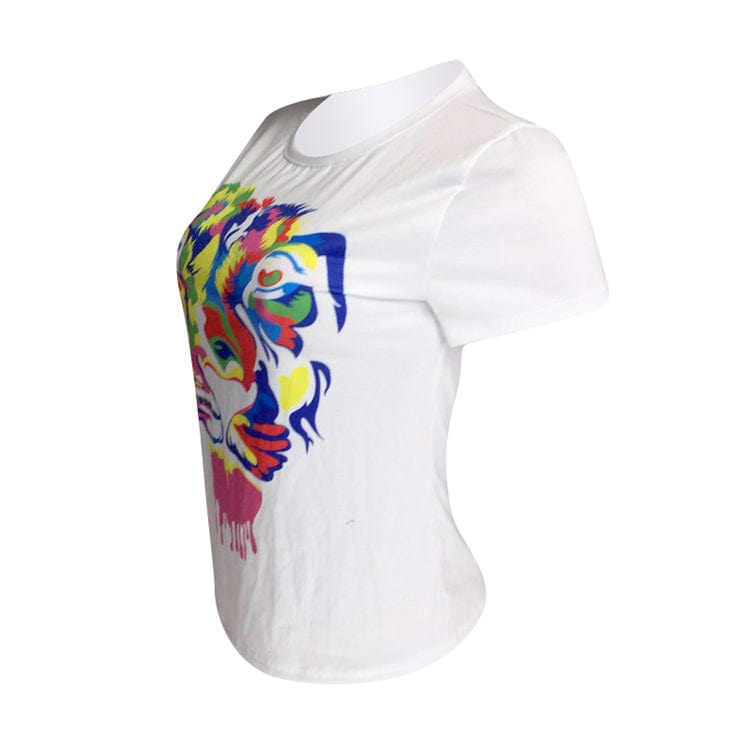 summer new design character top white t-shirt short sleeve for women