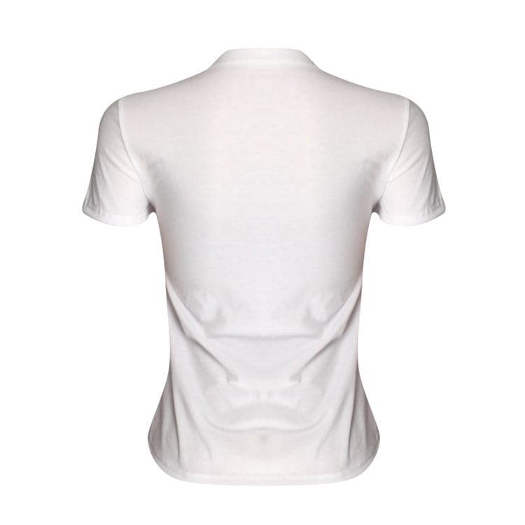 summer new design character top white t-shirt short sleeve for women