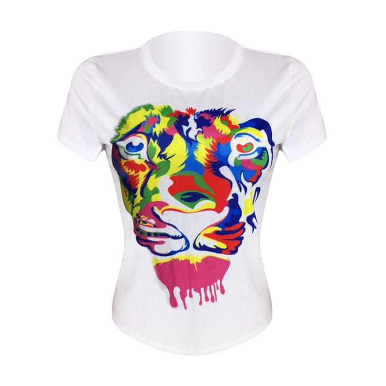 summer new design character top white t-shirt short sleeve for women