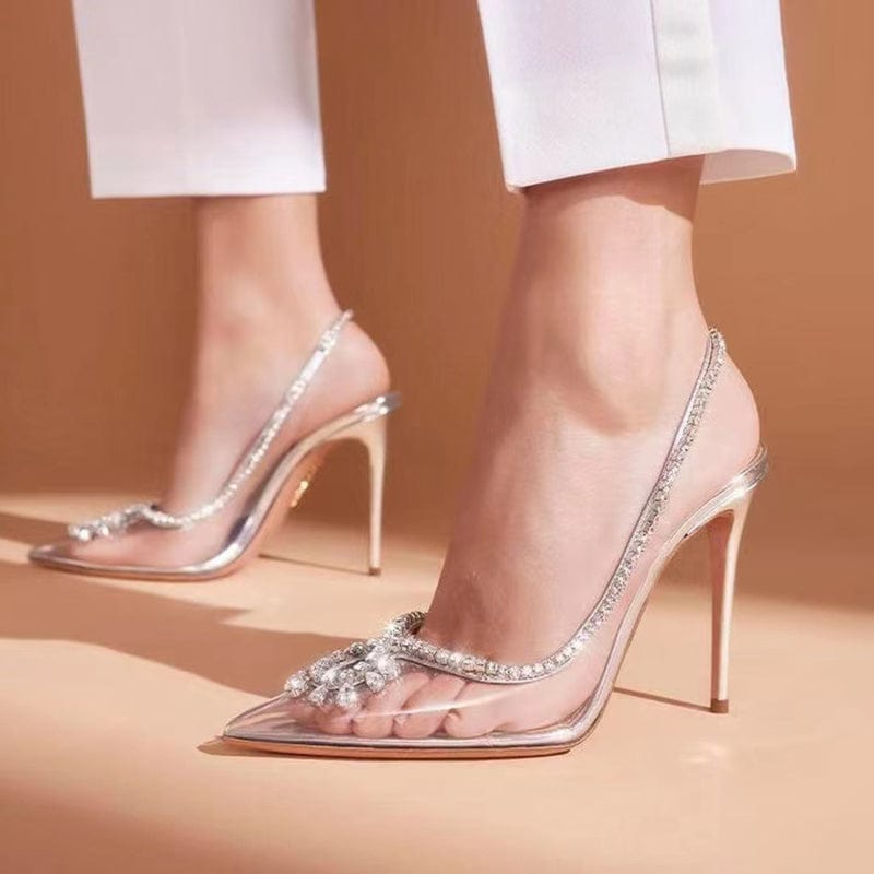 Summer Rhinestone Banquet Shoes Pink 2023 Diamond Pointed Super High Heel Sandals Party Nightclub Pumps 35-42 Ladies Shoes