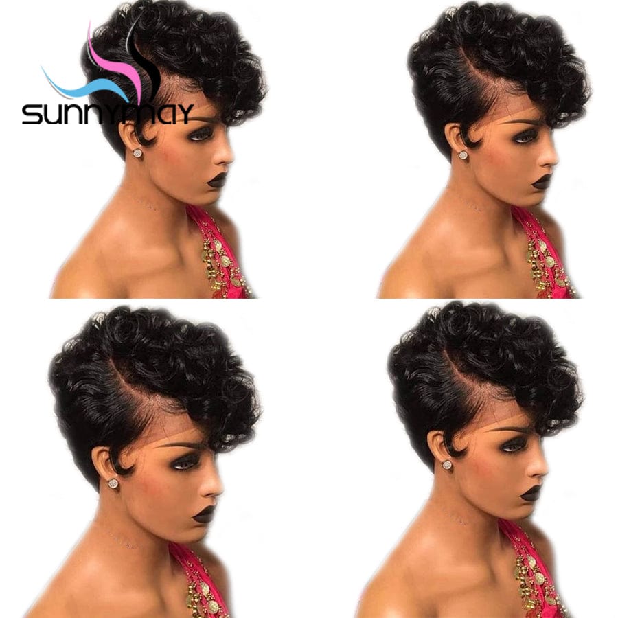 Sunnymay 13x4 Short Human Hair Wigs For Black Women Pre Plucked Bob Wig Remy Brazilian Glueless Lace Front Human Hair Wigs