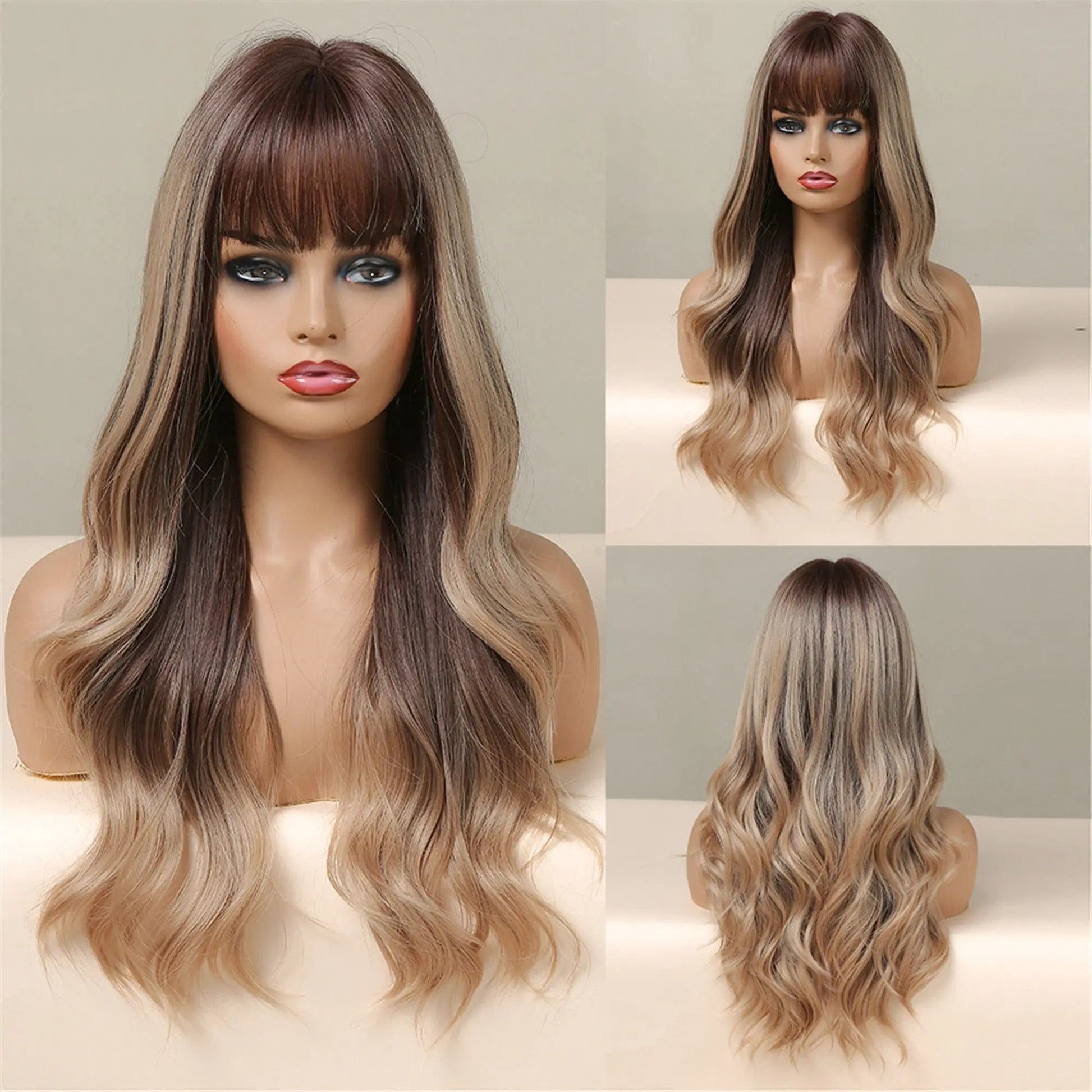 Synthetic Wig Long Wavy Purple To Ash Wigs