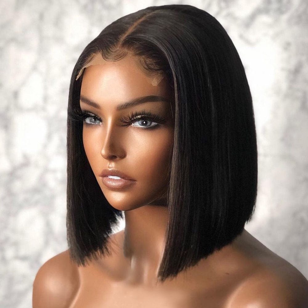 T Part Bob 10 to 14 inch Hd Swiss Transparent Lace Front indian remy virgin Blend Human Hair Wigs with Baby Hair For Women