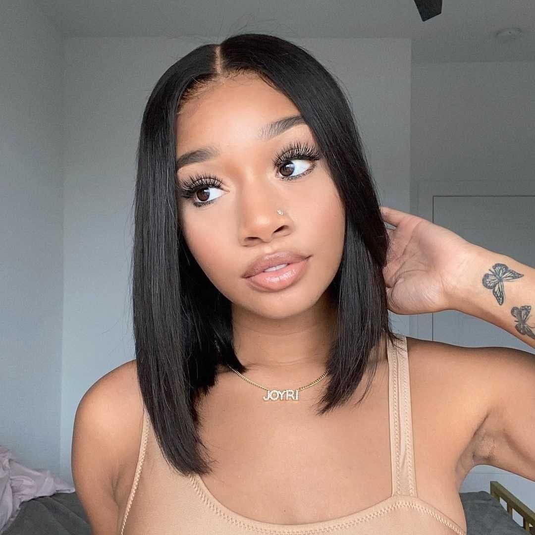 T Part Bob 10 to 14 inch Hd Swiss Transparent Lace Front indian remy virgin Blend Human Hair Wigs with Baby Hair For Women