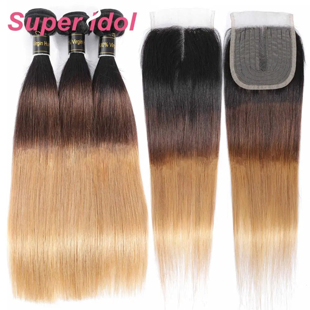 T1B/4/27 / United States / 12 & 14 & 16 & Closure 10 Ombre 3/4 Bundles With Closure