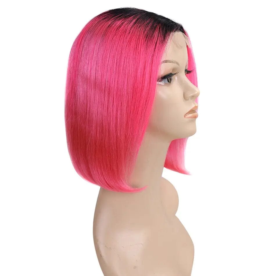 T1b-pink / 8inches / 150% Ombre T1b/613 Bob transparent Lace Wig