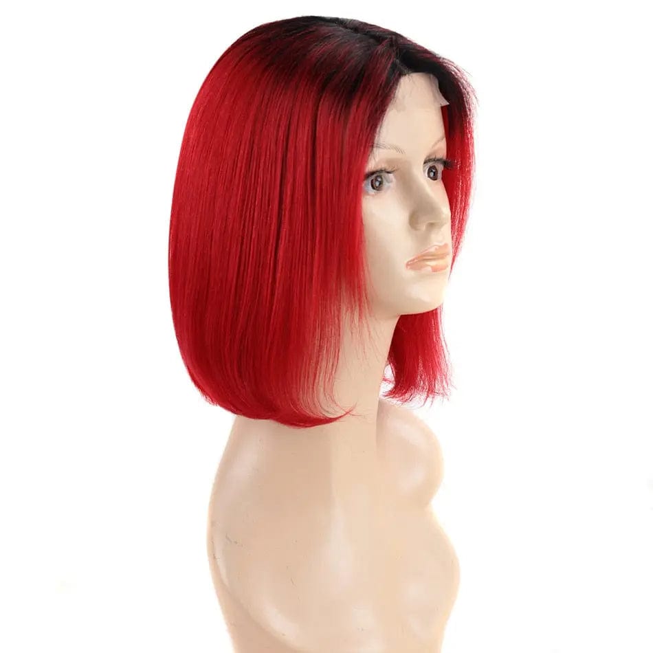 T1b-red / 8inches / 150% Ombre T1b/613 Bob transparent Lace Wig