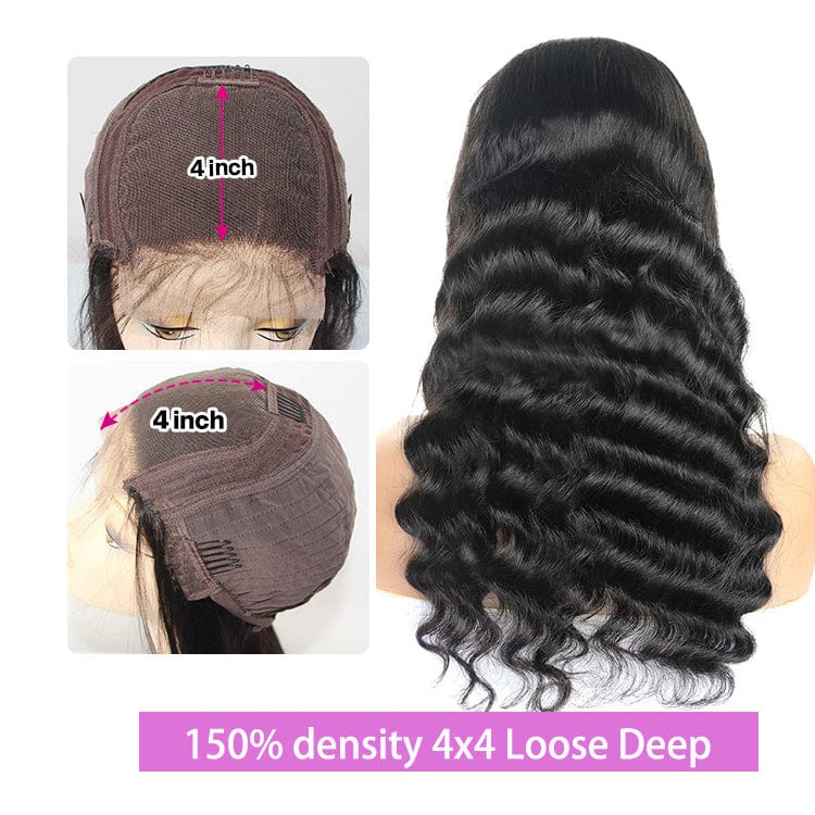 Top Quality 100% Virgin Remy Brazilian Human Hair Wigs 150% Density Body Wave 4X4 Lace Closure Wig