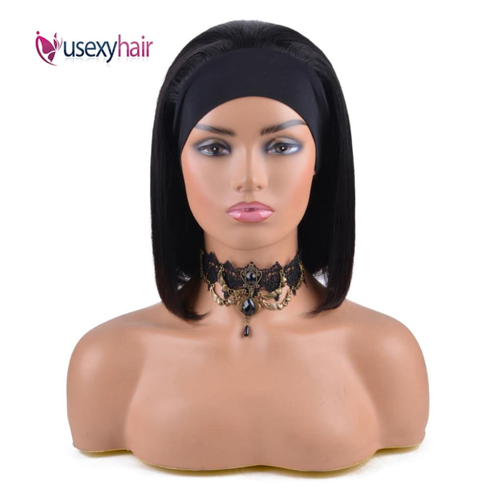 Top Selling New Arrival Human Hair Bob Wigs With Headband Cheap Machine Made Non Lace Wig Headband Wigs On Sale