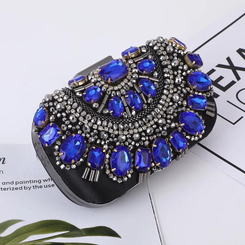 Transparent blue diamond New style 2022 High Quality Ladies Handmade New Design Classy Evening Purses And Lock Catch Bags For Party Fashion Beading Bag