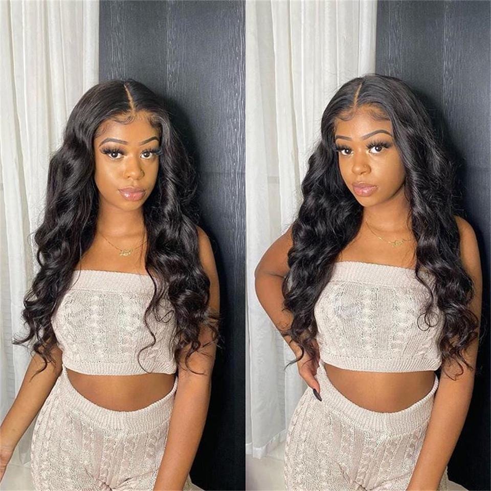 Transparent Lace Front Human Hair Wigs PrePlucked 13x4 150% Brazilian Body Wave Lace Frontal Wig With Baby Hair