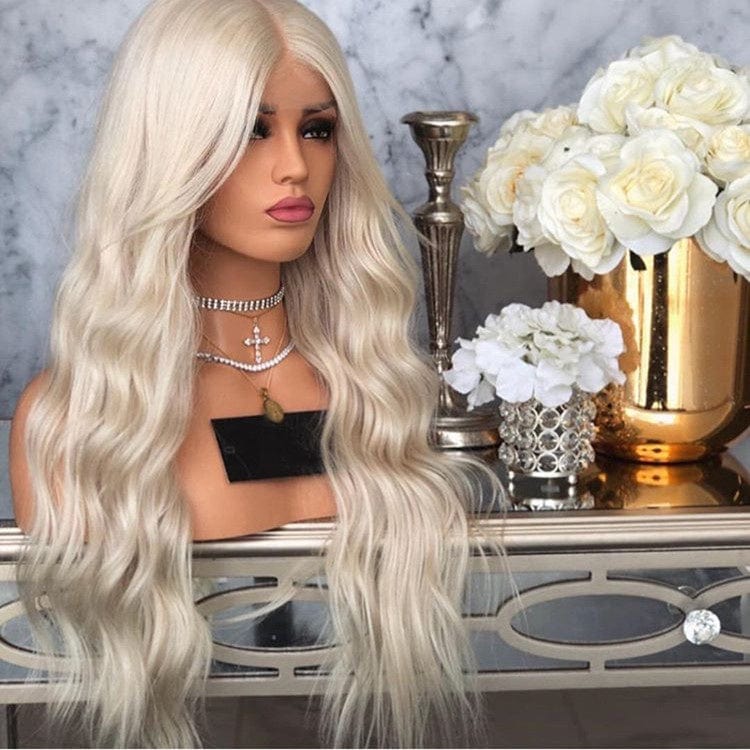 Transparent Lace Platinum Blonde Body Wave Pre Plucked European Virgin Human Hair Lace Front Wig