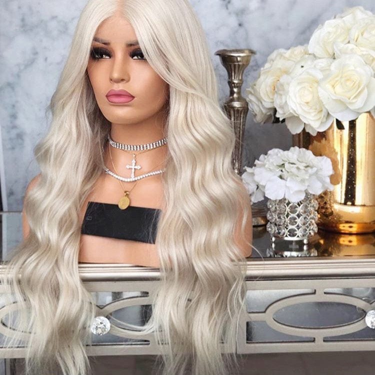 Transparent Lace Platinum Blonde Body Wave Pre Plucked European Virgin Human Hair Lace Front Wig