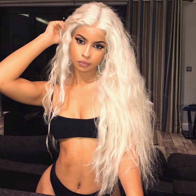 Transparent Lace Platinum Blonde Body Wave Pre Plucked European Virgin Human Hair Lace Front Wig