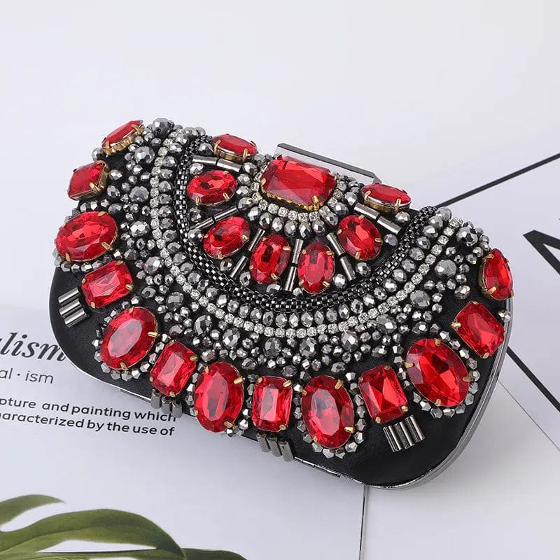 Transparent red diamond New style 2022 High Quality Ladies Handmade New Design Classy Evening Purses And Lock Catch Bags For Party Fashion Beading Bag