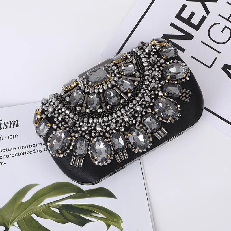 Transparent white diamond New style 2022 High Quality Ladies Handmade New Design Classy Evening Purses And Lock Catch Bags For Party Fashion Beading Bag