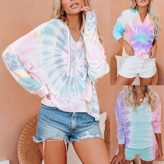 trends women tie dye womens casual sweatshirt hoodie T shirt