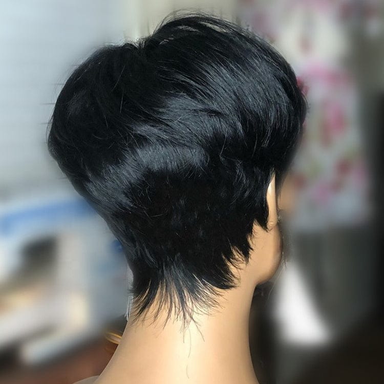 Trendy Pixie Cut Bob Wigs Black Women Cuticle Aligned Virgin Human Hair Capless No Lace Front Wig With Bang