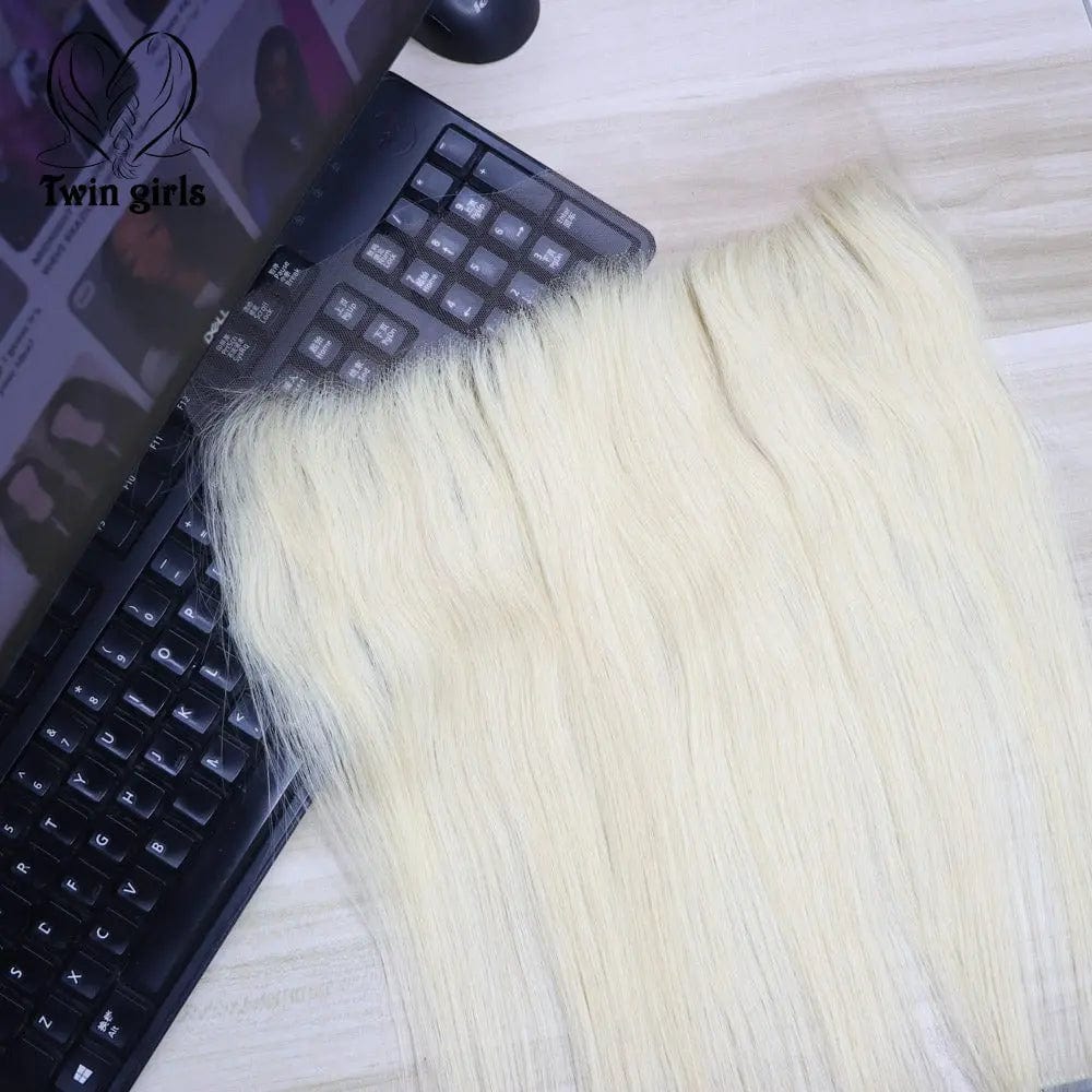 Twin Girls Wholesale 14, 16, 18, 20 inch #613 Blonde Straight 13X4 HD Lace Frontal Virgin Human Hair Shedding No tangling