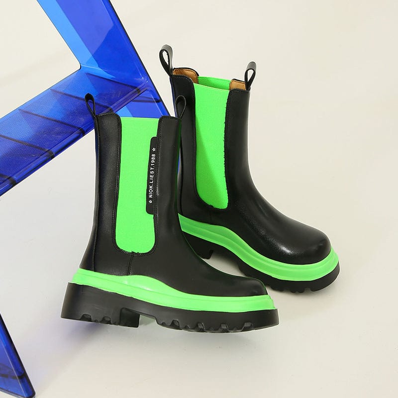 TX graphic piping Pull calfskin elasticated sides contrast sole  ribbon pull tab Leather lining and insole Chelsea boot